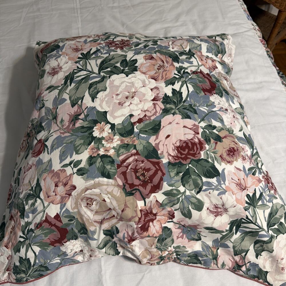 VTG Croscill Arbor Rose Euro Pillow Sham Floral Cottage French Country 80s 90s